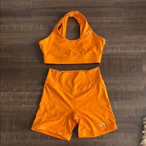 Bright Orange TLF Sports Bra and Shorts Set